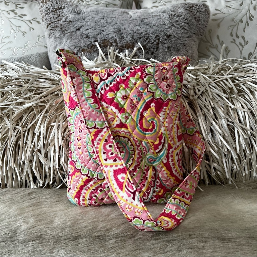 VERA BRADLEY Capri Melon 2007 Zipper Hipster Crossbody 2012 Pink Green Y2K USA - Picture 8 of 15